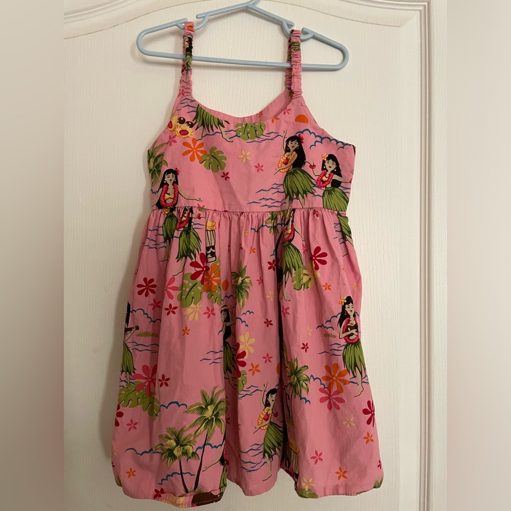 Girl Dress with Tropical Print Made in Hawaii size 7/8 #143